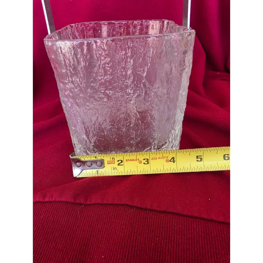 Vintage Hoya Japan Square Glass Ice Bucket Barware Melting Ice cube MCM